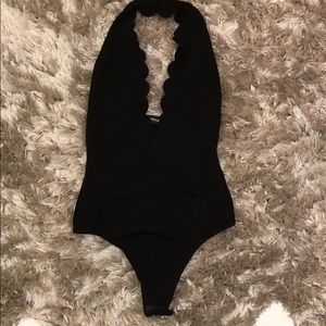 Black Scalloped bodysuit